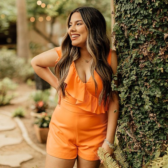 Do + Be V-Neck Ruffle Romper - Picture 1 of 4